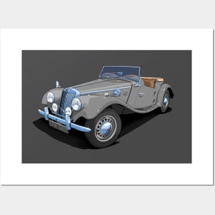 1954 MG TF sports car in birch grey Posters and Art